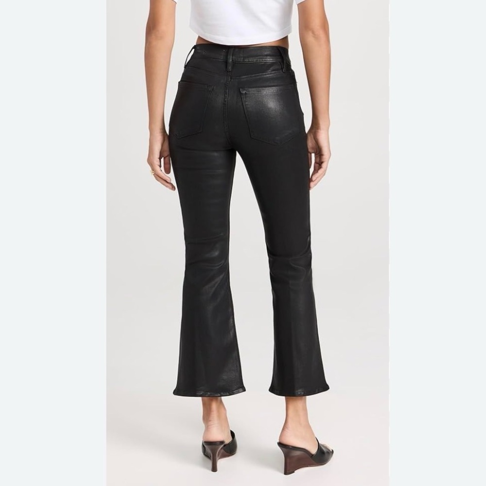 NWOT Frame Le Crop Flare Noir Coated Denim Jeans size 27